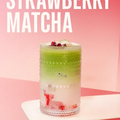 Strawberry Matcha Latte healthy drink at La Vie Belle Miami Beach